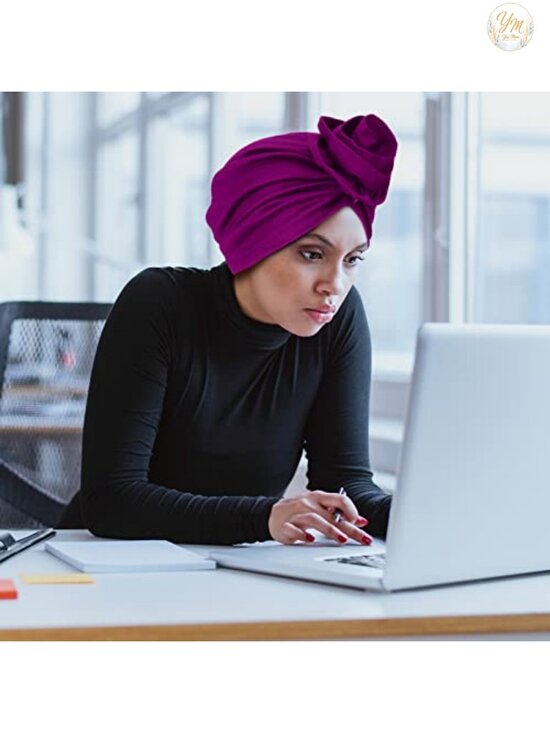6 Pack Women Turban Headwraps African Print Pretied Knot Cotton Bonnet Hat for main image 5
